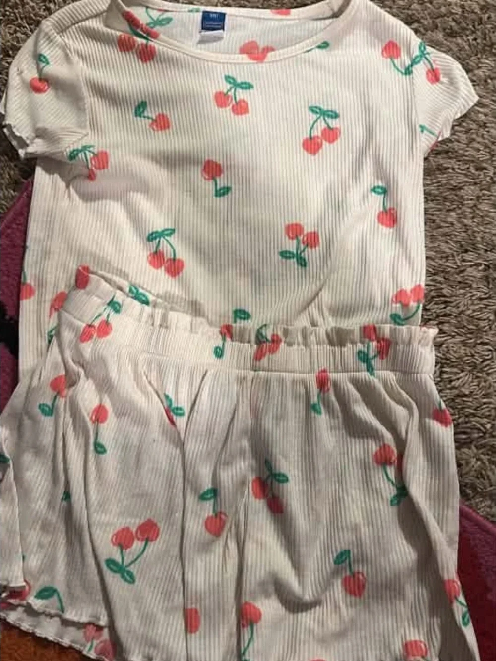 Old Navy Cream Kids Matching Set with Pink Cherry Print